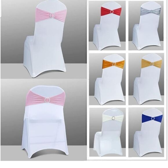 Patel pink spandex chairs sashes 40 Bands with Buckle Slider New - Picture 2 of 5